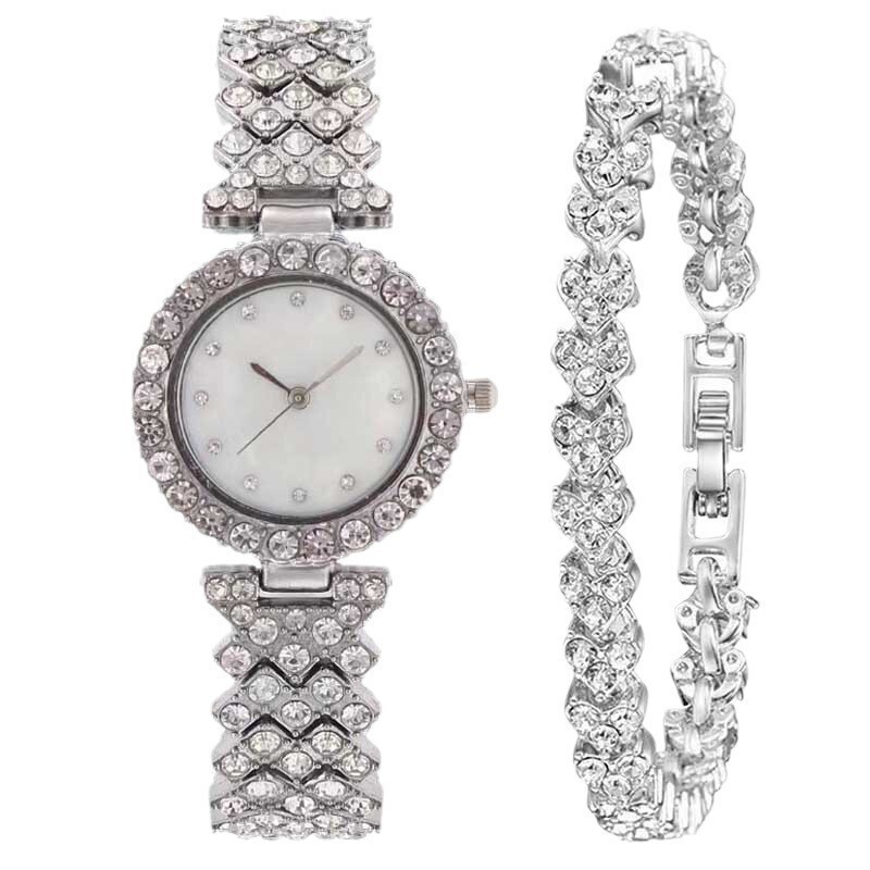 Cross-Border Popular Roman Bracelet Watch for Women Kumo Foreign Trade Women's Diamond-Encrusted Heart-Shaped Bracelet Quartz Watch Set