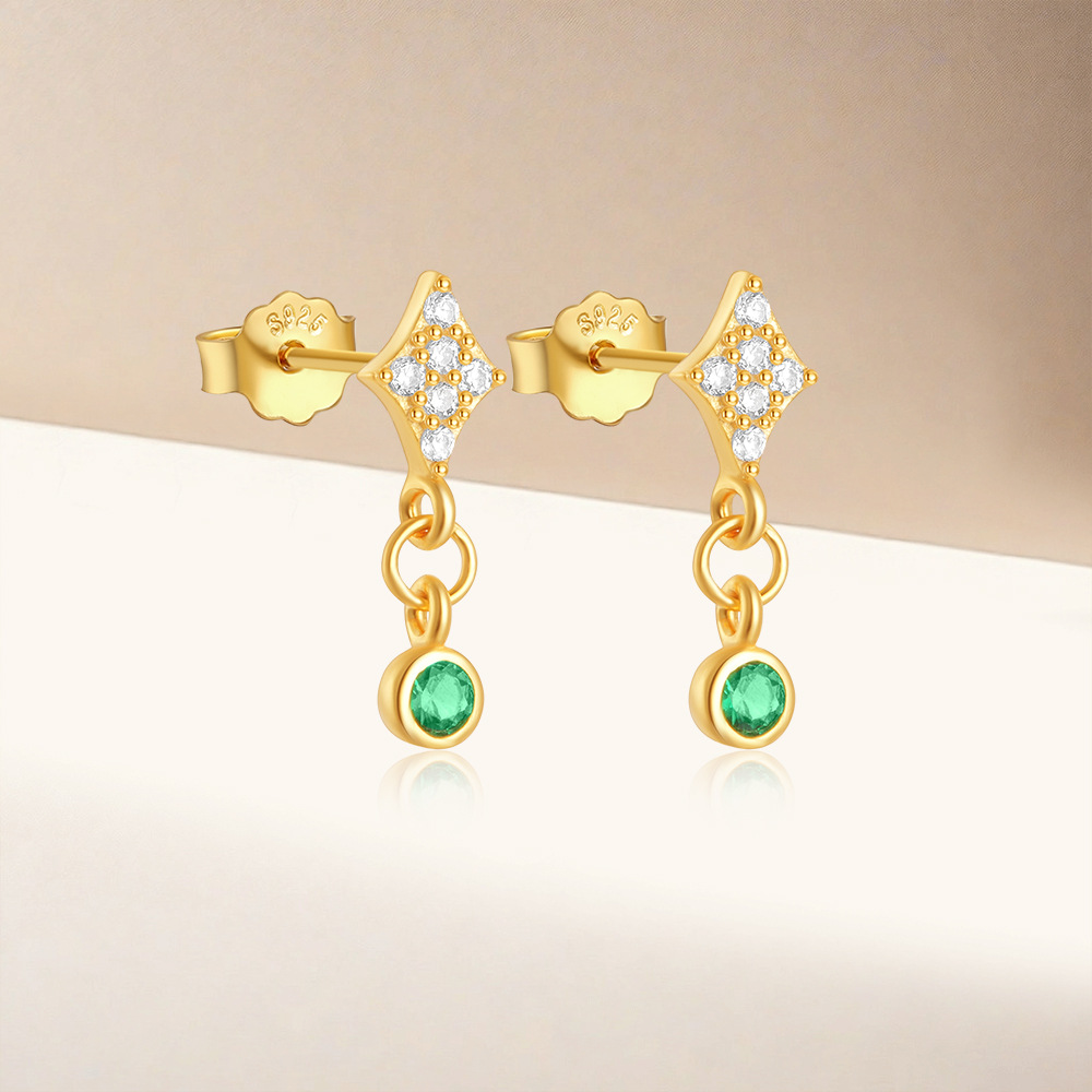 4g Weight 925 Sterling Silver Ear Needle Material Zircon Inlay Material Ear Studs Classification 1 Pair Quantity Holiday, Travel, Daily Occasion 925 Sterling Silver Material Geometric Pattern Women's Gender Tassel, Plating Design Simple Style Style 1 Pair 925 Sterling Silver Zircon Geometric Ear Studs 11