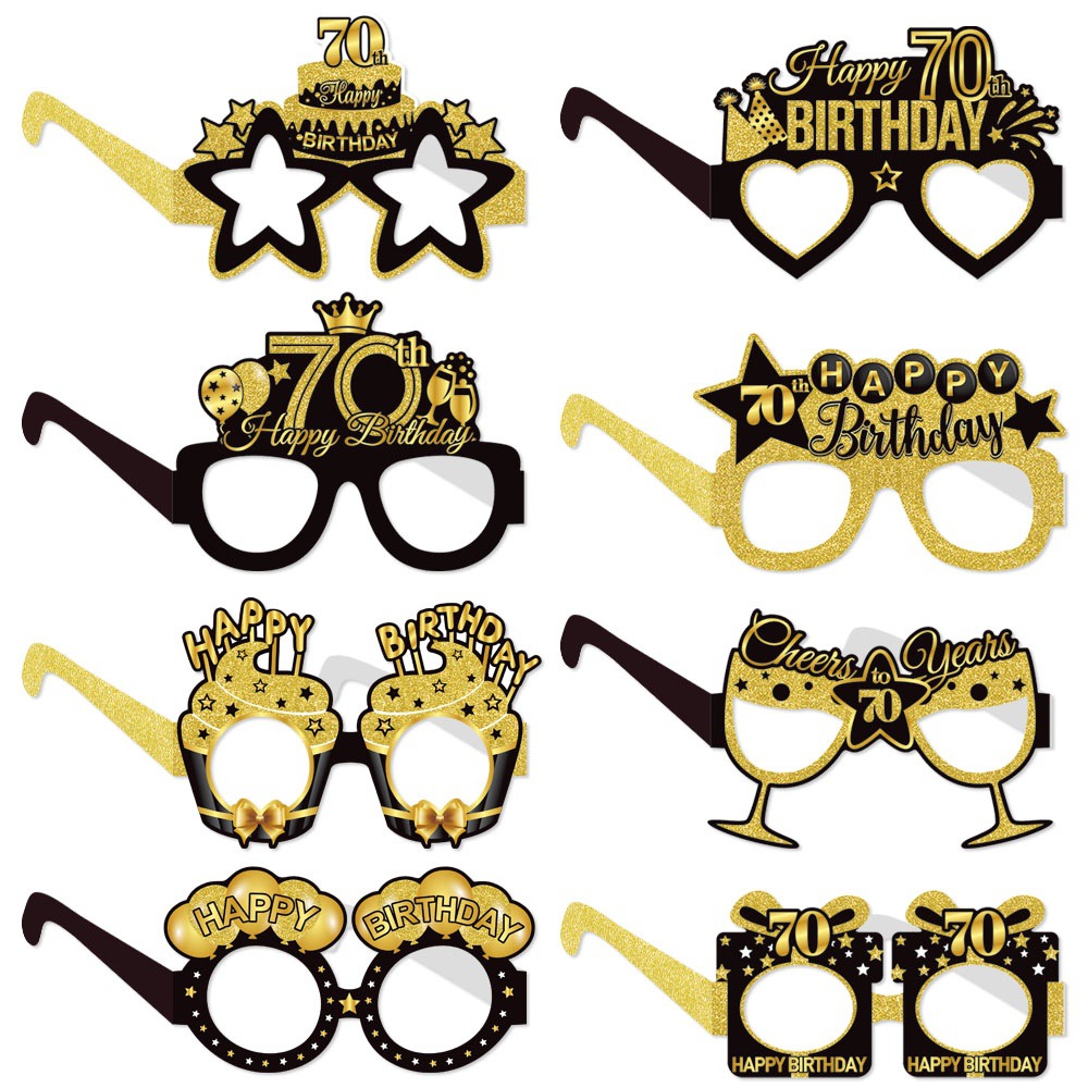Amazon nueva fiesta de cumpleaños decoración gafas de papel de oro negro de 18 años de edad de 60 años de edad cumpleaños foto apoyos gafas