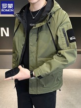 罗蒙男装2025新款冲锋衣外套男春秋季潮牌高端加连帽大码工装夹克