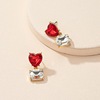 South Korean goods heart shaped, cute earrings, bright catchy style, Chanel style