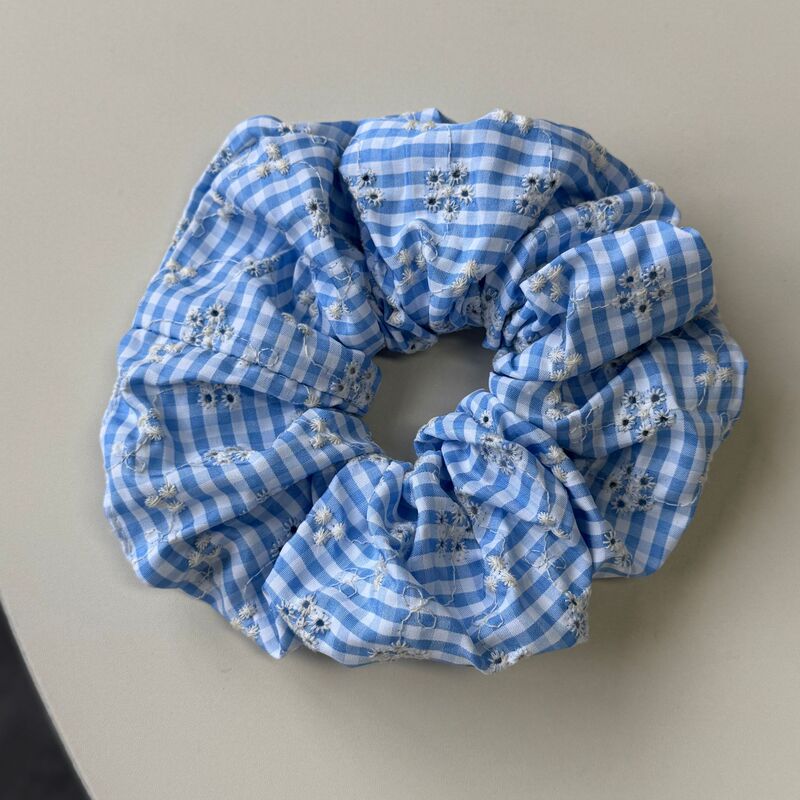 森系刺繍砕花カチューシャレディース2025春夏新作格子縞優しい高級感ハイトップカチューシャ髪飾り|undefined