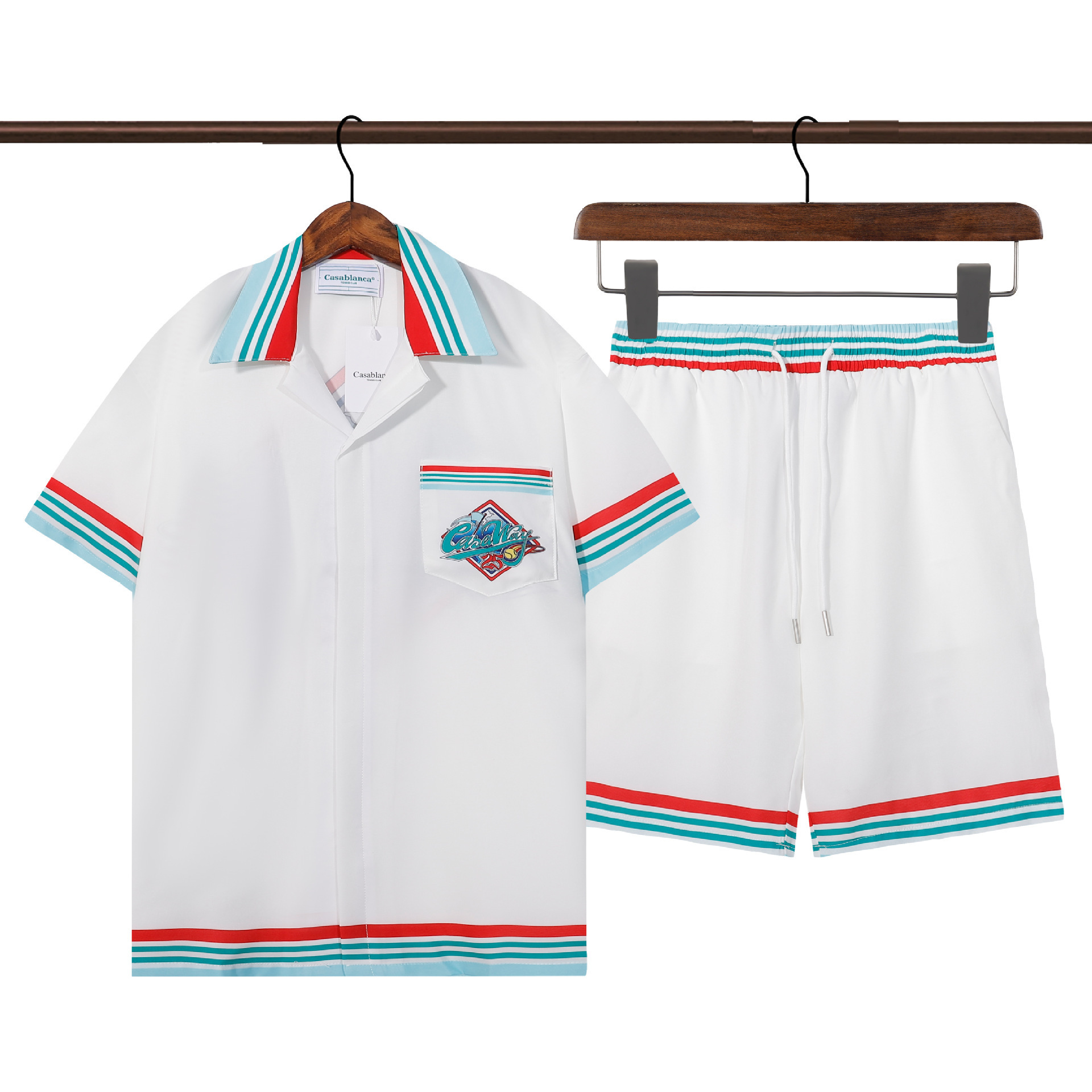 Transfronterizo de verano Amiri set clásico impresión de caju amiri camisa corta casual ropa deportiva para hombres y mujeres