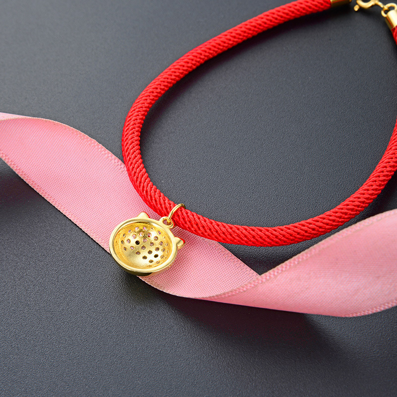 Pulsera de oro de plata esterlina S925 mujer coreana simple nicho de diseño sensación de brazalete de diamantes estilo chino cerdo joyas