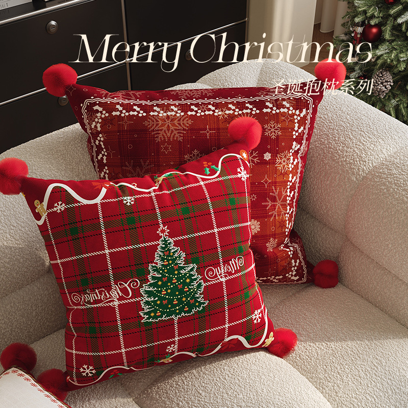Christmas Limited Sofa Pillow Cushion Living Room Atmosphere Decorative Cushion with Core High-End Bedroom Bedside Pillow