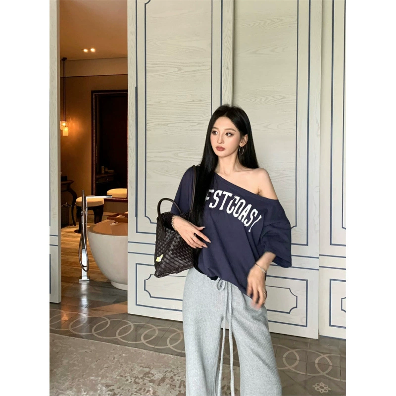 Реальный снимок и реальная цена, модная свободная футболка с надписью в американском стиле, топ