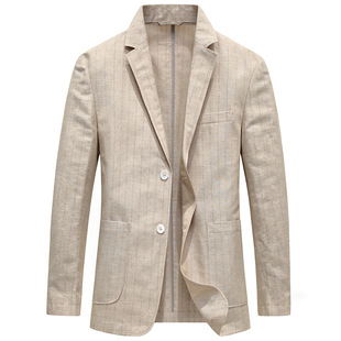 2024 New Linen Suit Jacket for Men, Summer Thin Blazer, High-End Light Luxury Single-Piece Summer Wear, Single Jacket