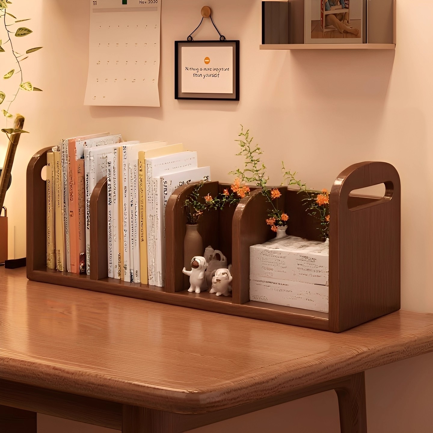 Estante de escritorio estante de escritorio de oficina pequeño estante de escritorio estante de almacenamiento de escritorio estudiantil almacenamiento de madera sólida gabinete simple