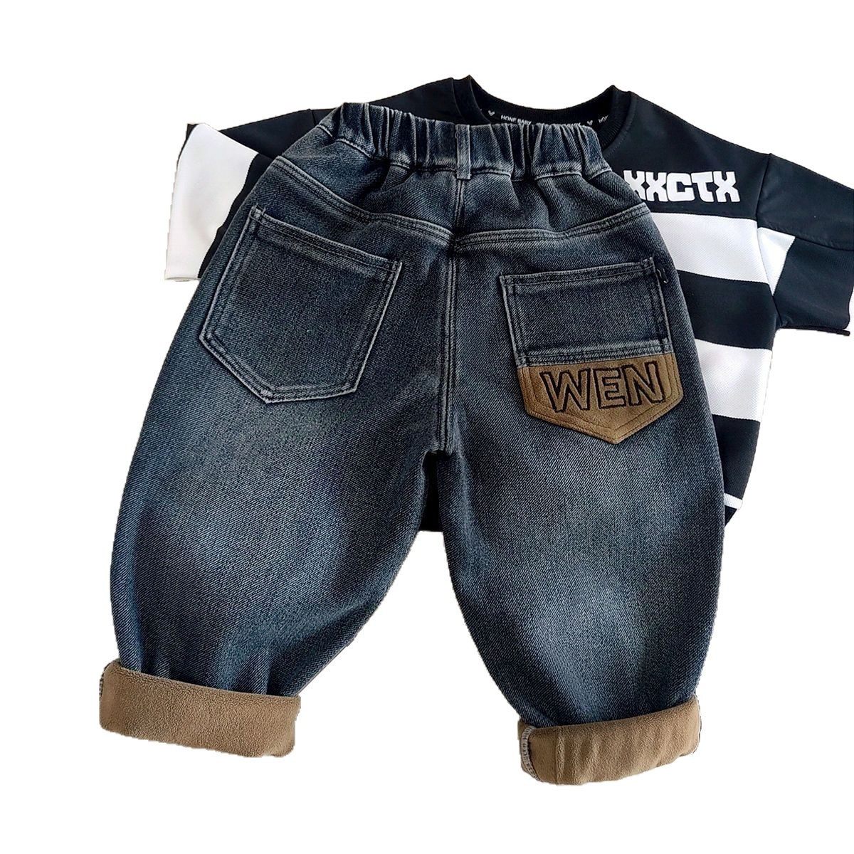 Jeans para niños, ropa de invierno para bebés, nuevos pantalones de aire extranjero, pantalones para niños de otoño y invierno, pantalones para niños de lana image 5