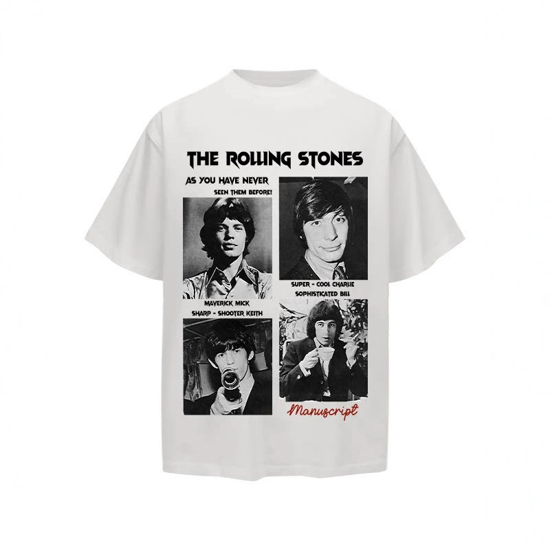 2026 Summer American Band Portrait Print Short Sleeve T-Shirt for Women, Trendy High Street Style, Cool Unisex Loose Fit Half Sleeve 2026 Summer American Band Portrait Print Short Sleeve T-Shirt for Women, Trendy High Street Style, Cool Unisex Loose Fit Half Sleeve