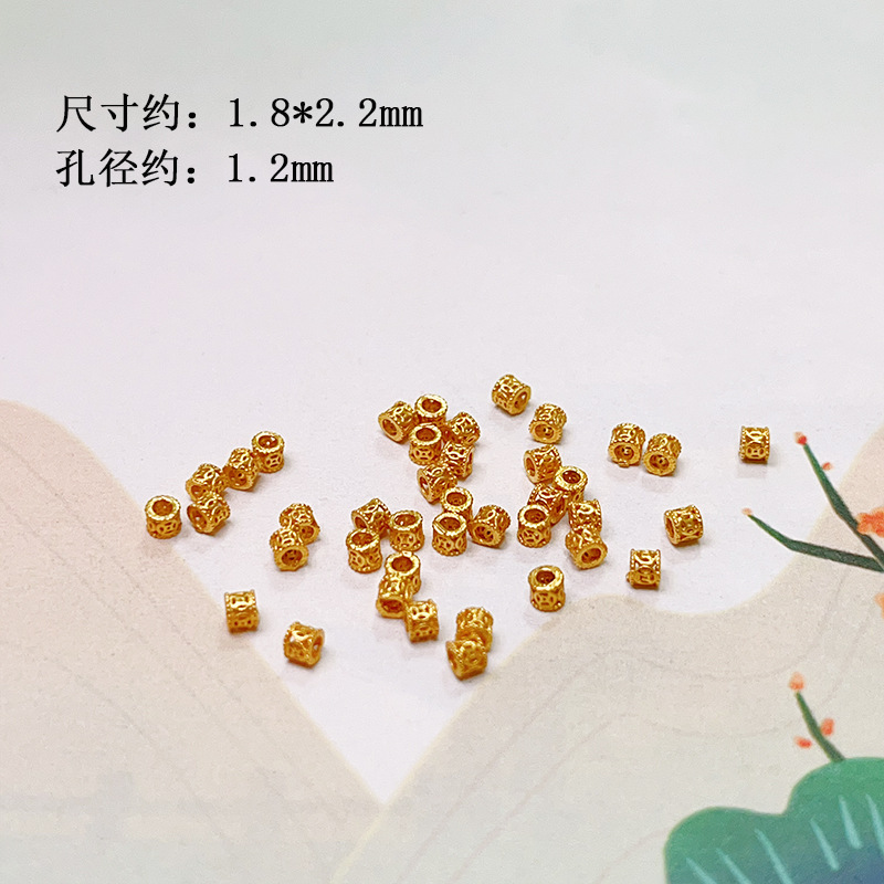 S925 Silver Gold Plated Straight Tube Snowflake Spacer Disc Coin Bead Flash Bead Bracelet Necklace Wen Play Beaded Accessories
