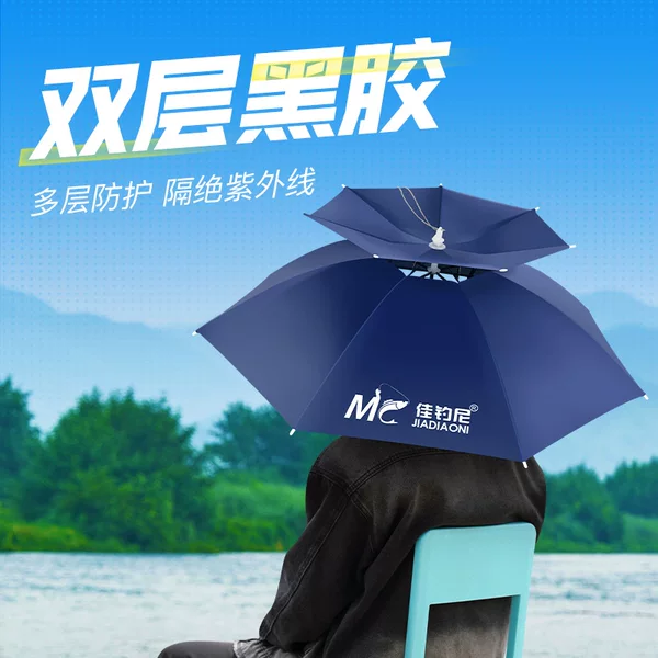 Jia Diaoni Head-Mounted Fishing Umbrella Cap Small Umbrella Head Hat Head Shade Sun-Protecting Rain-Protecting Folding Hat