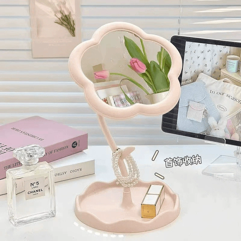 Зеркало с солнечной батареей, вращающееся съемное столешное зеркало для студентов, цветочный узор, подсолнечник