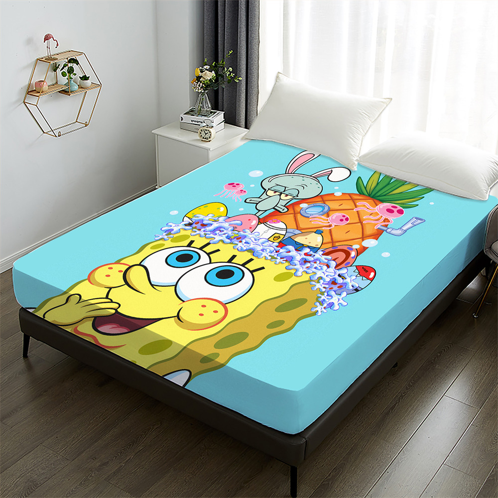 Spongebob Bed Sheetss and Fitted Bed Sheetss Customized for College Dormitories, Two-Dimensional Mattress Protectors, Wholesale Delivery