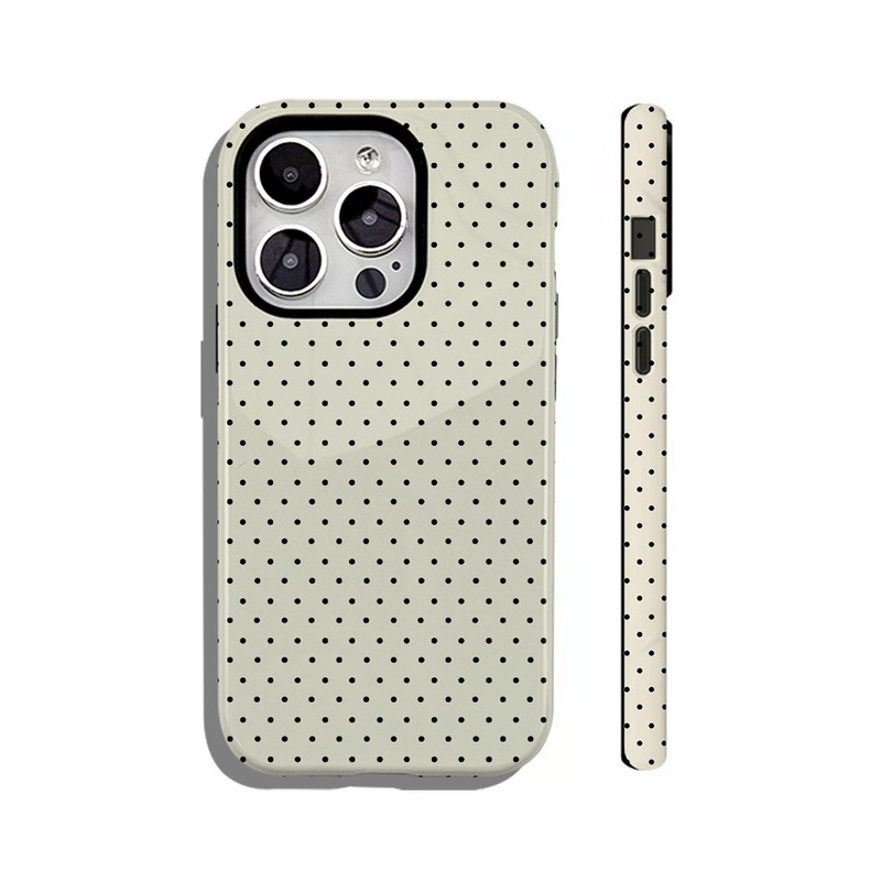 Amazon's Cross-Border Bestseller, Beige Polka Dot High-End Magnetic Film Two-In-One, Suitable for Apple 16, Double-Layer Anti-Drop