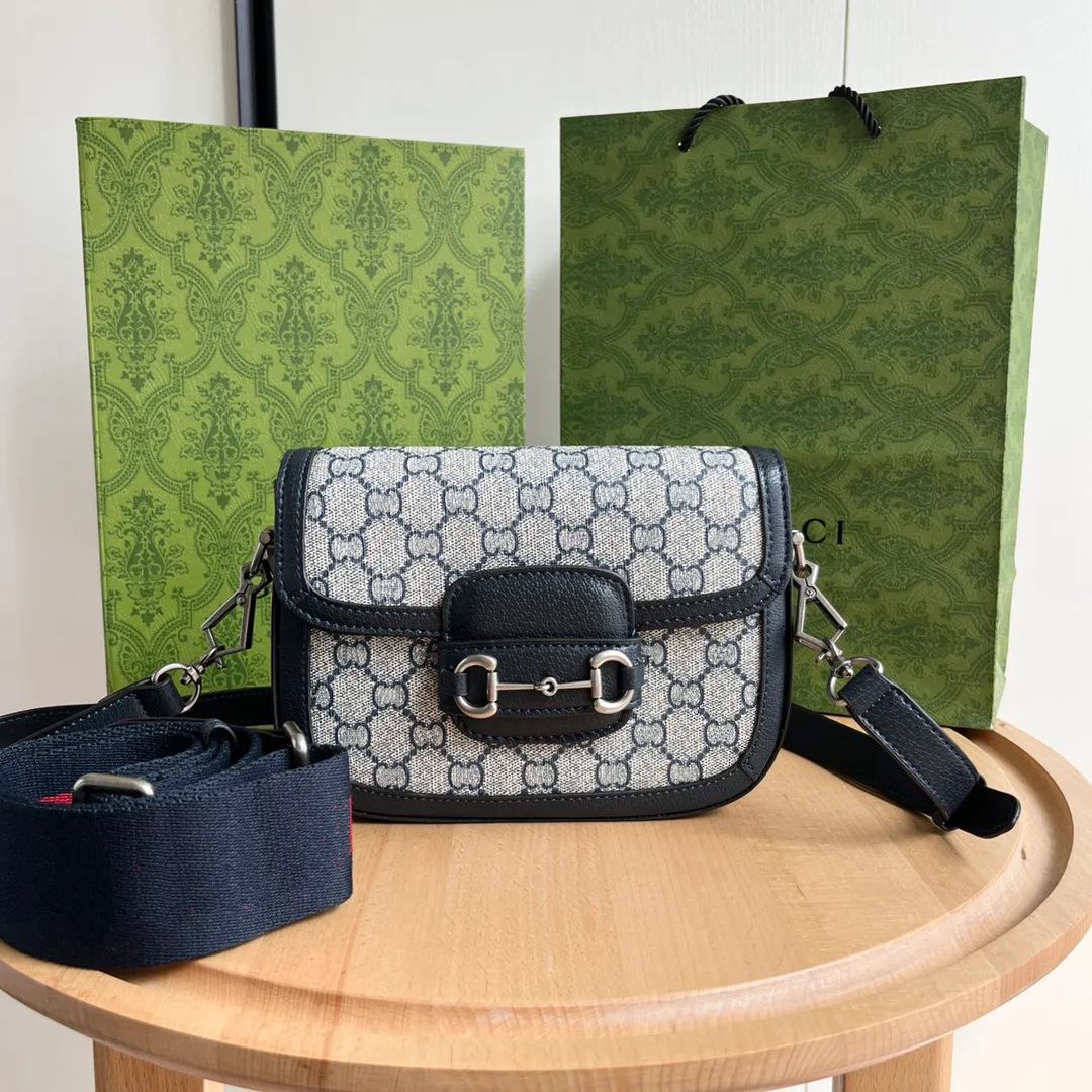 1955 bolso de hombro de banda ancha bolso de alta costura bolso de mujer 2024 nuevo bolso de silla de montar con doble G bolso de mujer