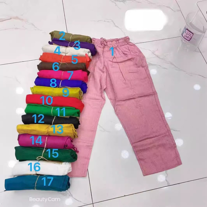 Summer 2024 New Style Elegant Work Clothing Literary Style Mid-Waist Slimming Look Nine-Point Linen Small-Leg Pants Straight Pants