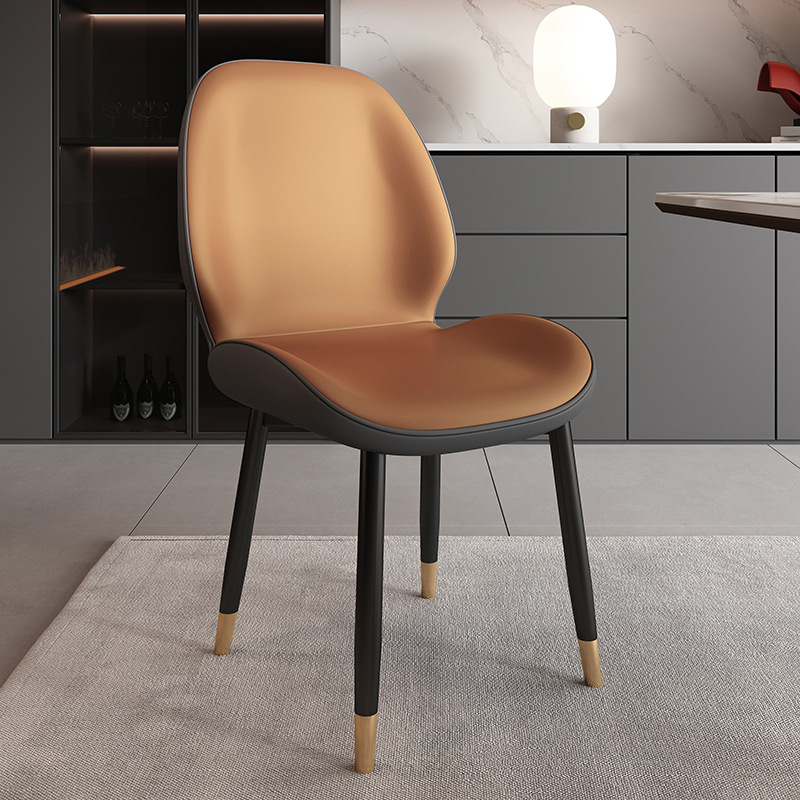 Butterfly Silla de cuero caqui gris-patas de oro de carbono-Bolso suave de madera