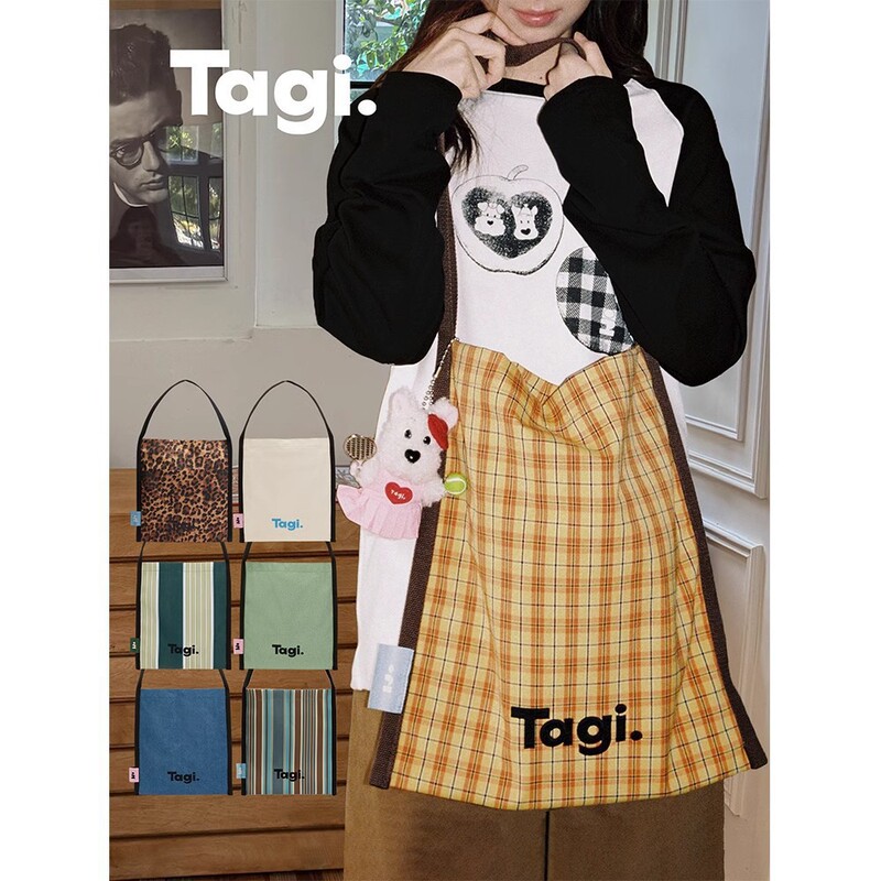 Tagi.边边帆布袋高密度大容量多色设计通勤复古单肩包彩色条纹|undefined
