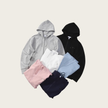 专供跨境高品质小鱼家基础款Logo 鳄情侣百搭卫衣卫裤套装