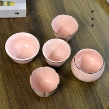 汝窑主人茶杯单个家用陶瓷粉色中式女性款式开片可养个人品茗水杯