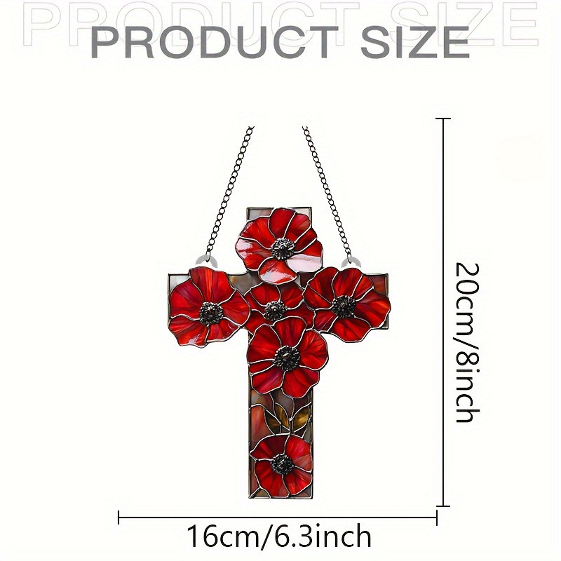 Red Poppy Acrylic Sun Catcher Window Decoration Religious Commemorative Double-Sided Printed Pendant