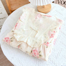 全棉睡裙女春季长袖裙纯棉双层棉纱夏季宽松套头大码居家可外穿裙