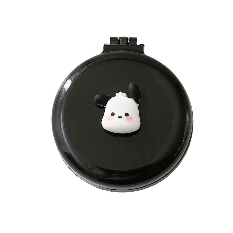 Folding Compact Cushion Hair Brush, Cute Dog Design, Handheld Mirror & Soft Bristles