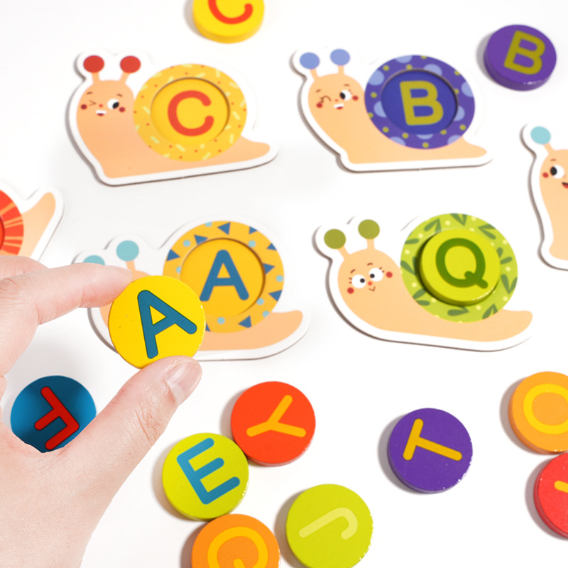 Jardín de infantes caracol alfabeto cognición emparejamiento de granos bloques de construcción infantil puzzle infantil educación temprana 3 a 6 años de juego puzzle