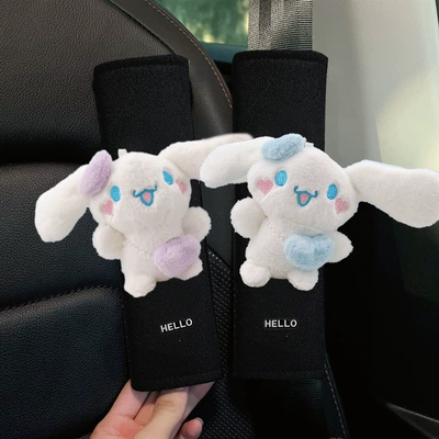 Seat belt shoulder pad – Shoulder Pads, Cute Big-Eared Plush - ice-silk-purple-blue-plush-doll-shoulder-pads-pair