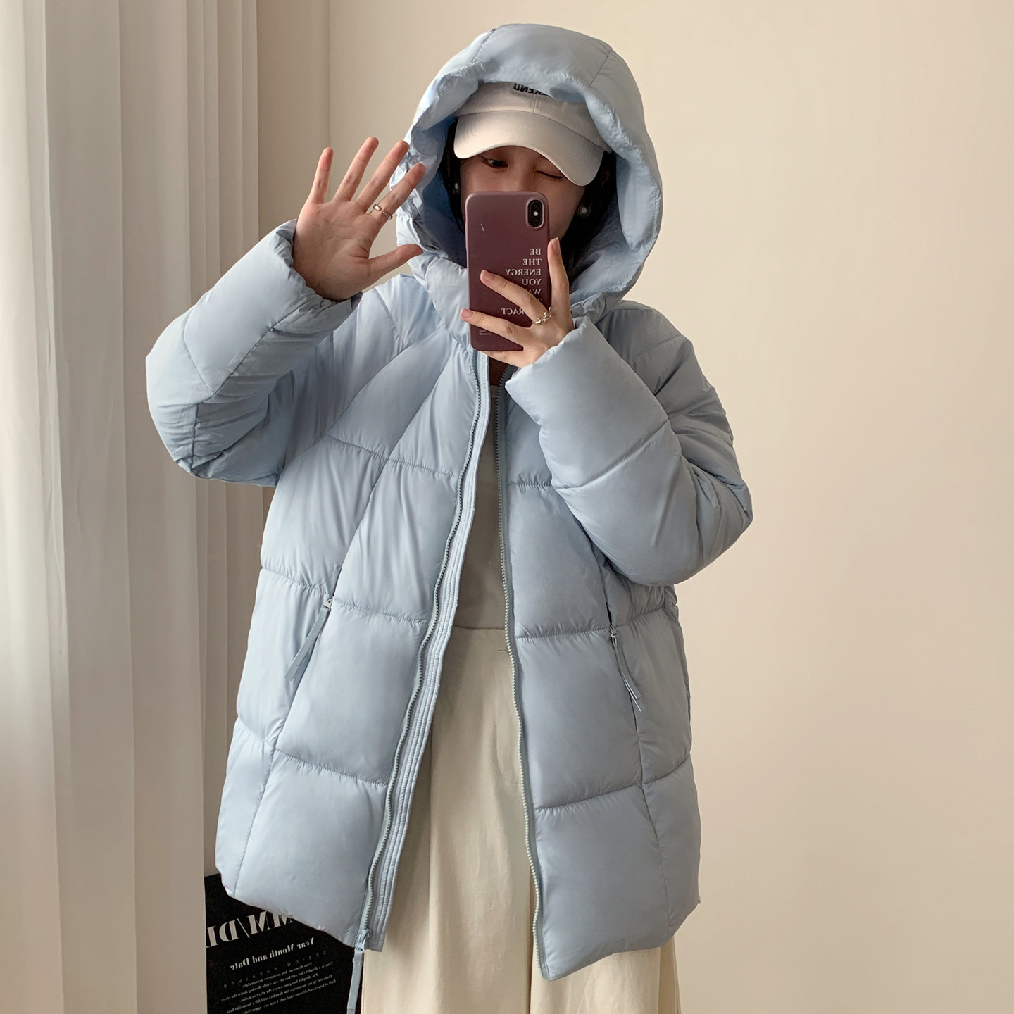 2025 invierno nueva ropa de algodón de moda con capuzas de mujer suelta chaqueta de algodón largo y medio puff abrigo de algodón grueso resistente al frío image 9