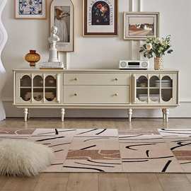 实木电视柜法式奶油风客厅电视机柜复古美式茶几电视柜组合