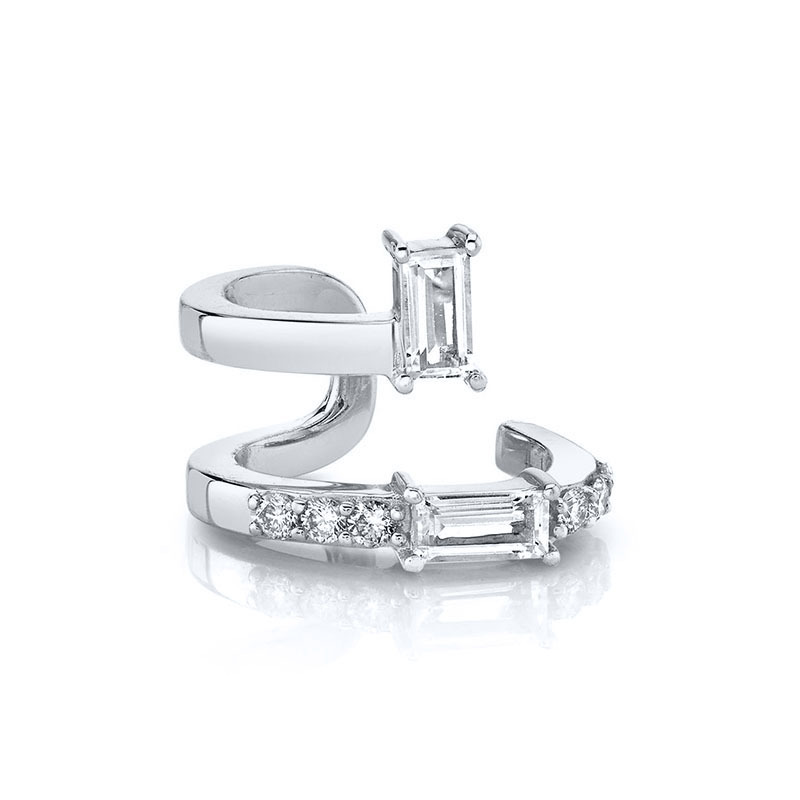 simple gold copper inlaid zircon ear clip irregular geometric single earrings