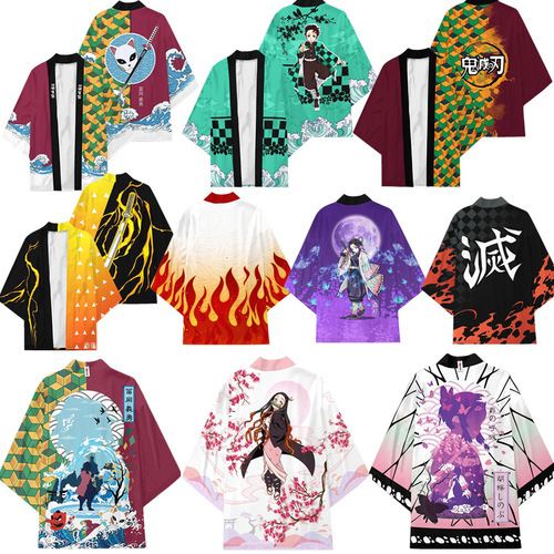  Cross-border New Arrival Demon Slayer Character Costume Summer Harajuku Kimono Haori Coat Yukata Jacket