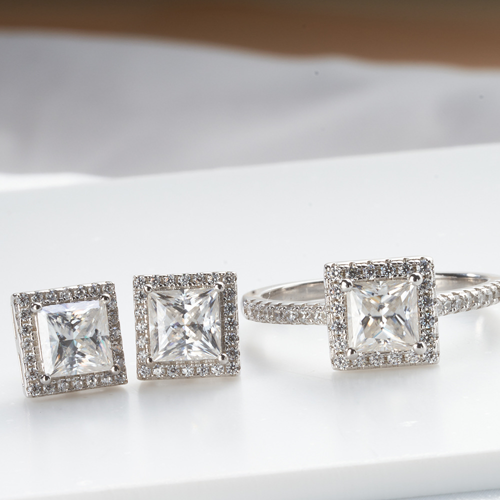 Nuevo anillo de plata esterlina 925 niños princesa paquete 1 quilates anillo de piedra de mosaico pequeño libro rojo fábrica directa