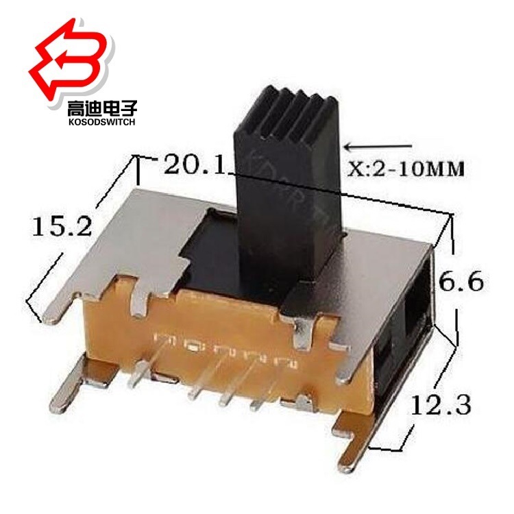 3位滑动开关单排  单排侧拨3档滑动开关 侧拨3位拨动开关3档4脚