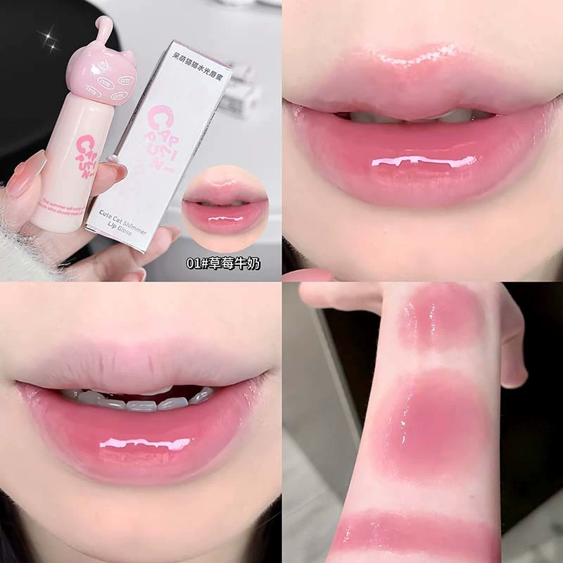Lip balm Cappuvini cute cat moisturizing gloss, mirror effect, 2 g