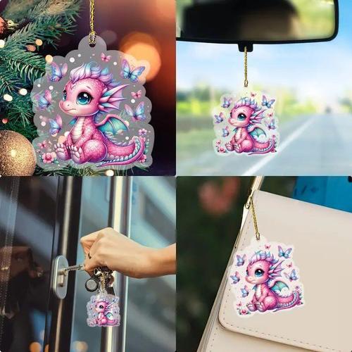 Cross-border new acrylic flat pink dragon pendant