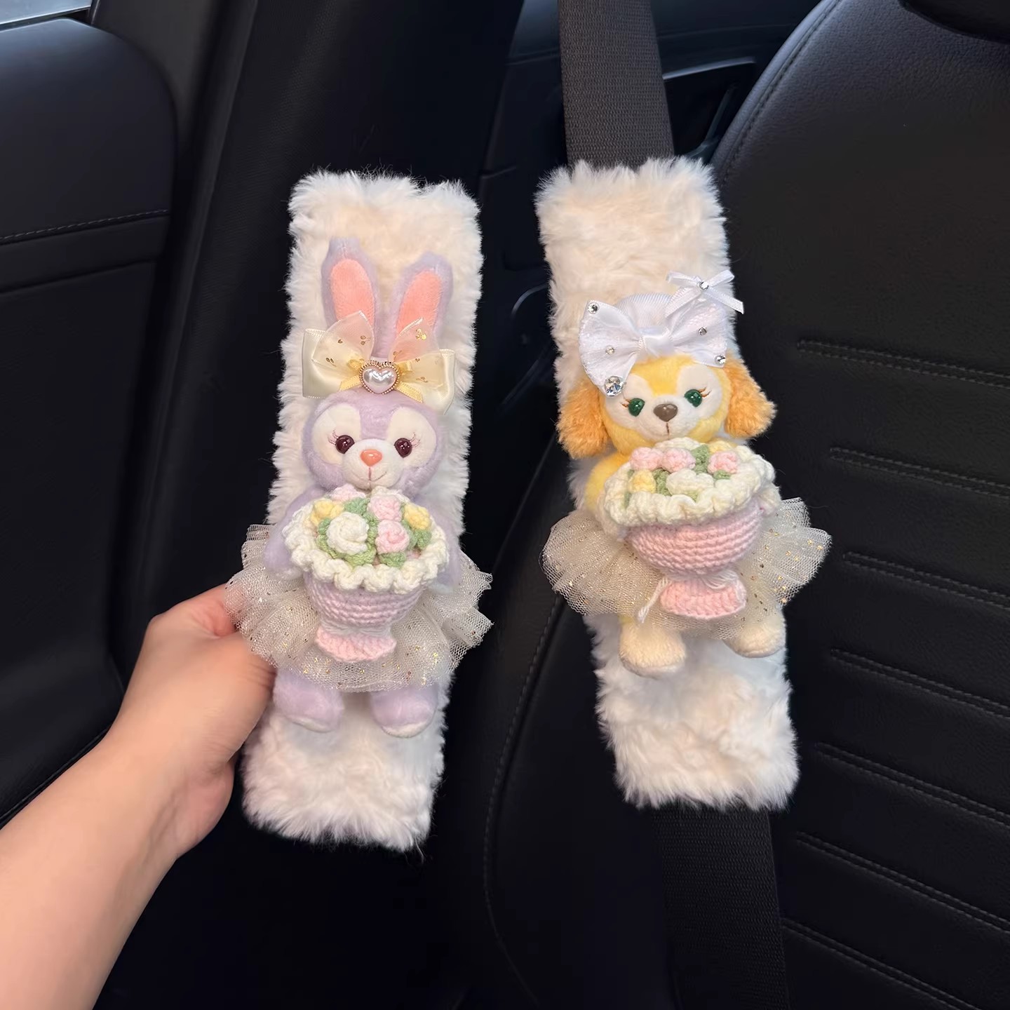 Cute Car Seatbelt Shoulder Pads for Women, Anti-Wear Clothing for a Couple, Featuring Linabell and Stellalou