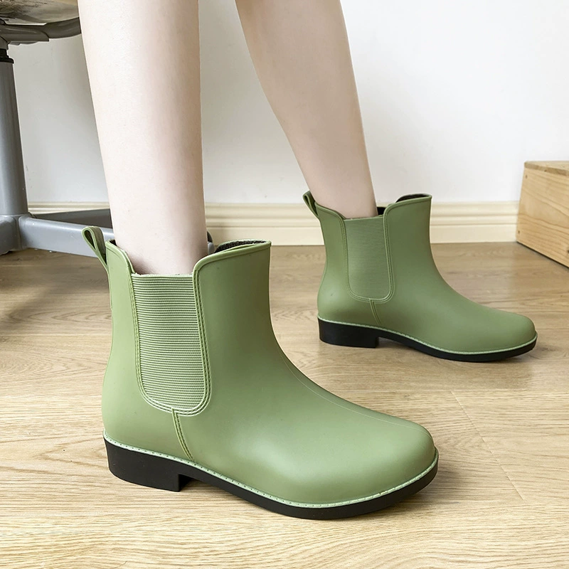 Кожаные сапоги PVC Chelsea, корейский стиль, двухцветные утепленные повседневные сапоги