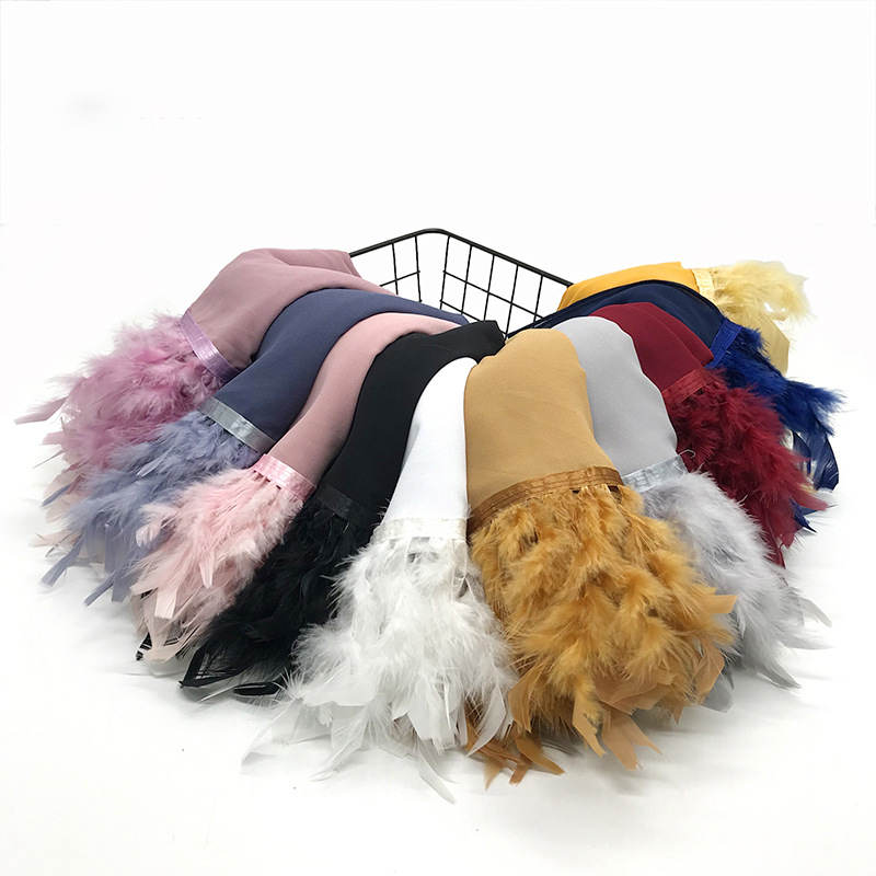 Elegant MH039 Chiffon Scarves with Feather Design, Perfect for Hijab Style5