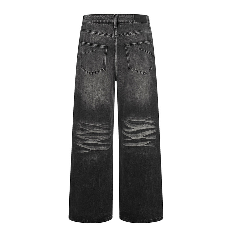 Vintage Heavyweight Distressed Jeans – Relaxed Straight-Leg Denim Pants For Men & Women Mid-Rise Freedom_mkmklike.com