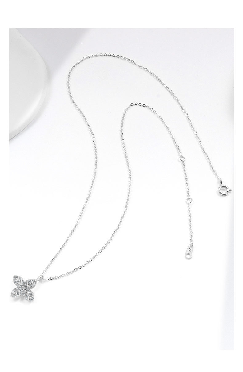 925 sterling silver Chain Material 925 Sterling Silver Rhinestones Plating Floral Pendant Necklace