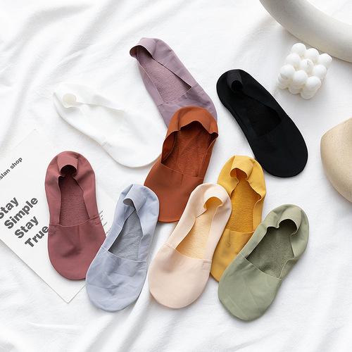 Ice silk invisible socks women's boat socks summer thin solid color silicone non-slip non-falling low-cut shallow mouth high-heeled shoes socks