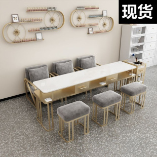 2025 New Internet Celebrity Accessible Luxury Manicure Table and Chair Set Single, Double and Three-Person Multi-Functional Manicure Shop Table and Chair Set