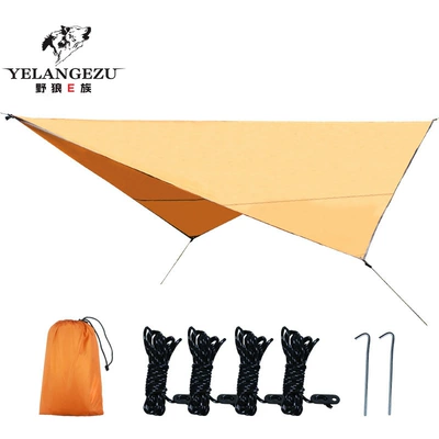 Cross-Border Outdoor Multifunctional Hammock Canopy Camping Mat Waterproof Sun Protection Diamond Lattice Cloth Tent Canopy (Avtomobil yan çətirləri) - orange-320250cm-diagonal-size