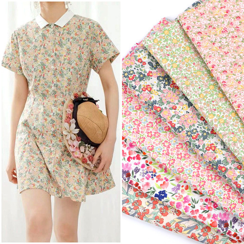 Small floral fabric pure cotton pastoral print fresh summer chambray fabric girl's dress clothing DIY material