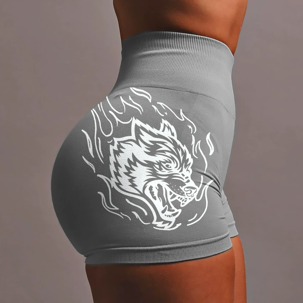 Трансграничные волчьей головы трёхочковые брюки с высокой пулей бесшовные трикотажные штаны для йоги Darc женские спортивные шорты с высокой талией
