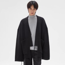 日系秋冬慵懒风毛衣针织开衫外搭上衣V领小众外套宽松型长袖