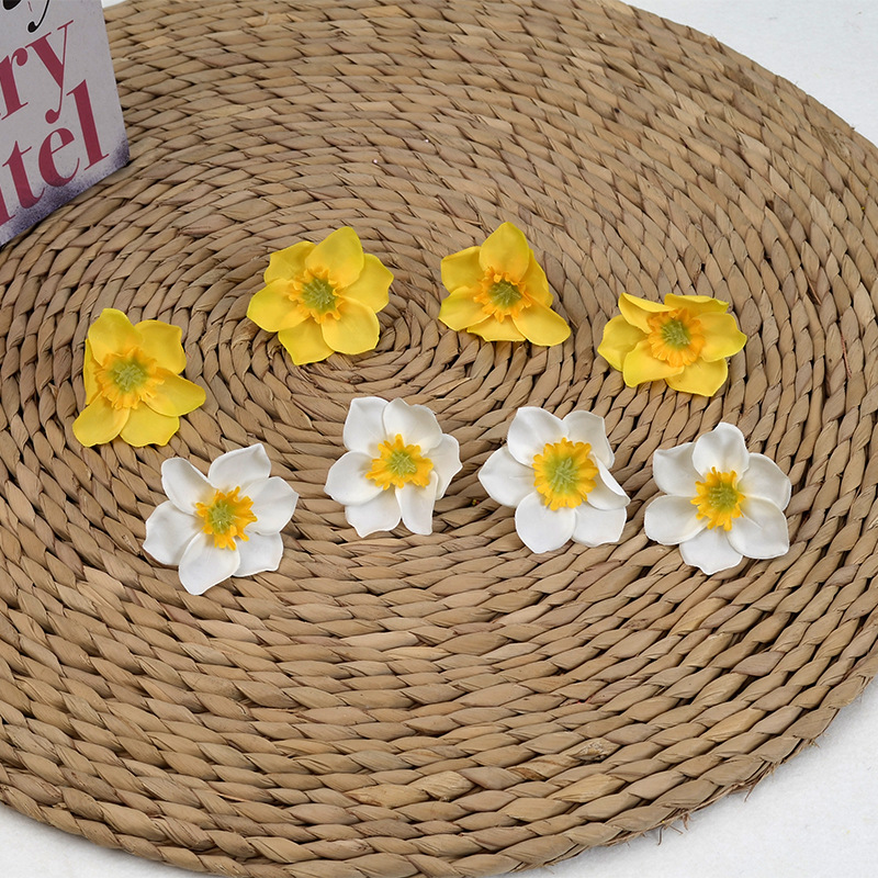 仿真水仙花花朵服装鞋帽配饰自制发饰头饰国风汉服装饰花单朵黄色